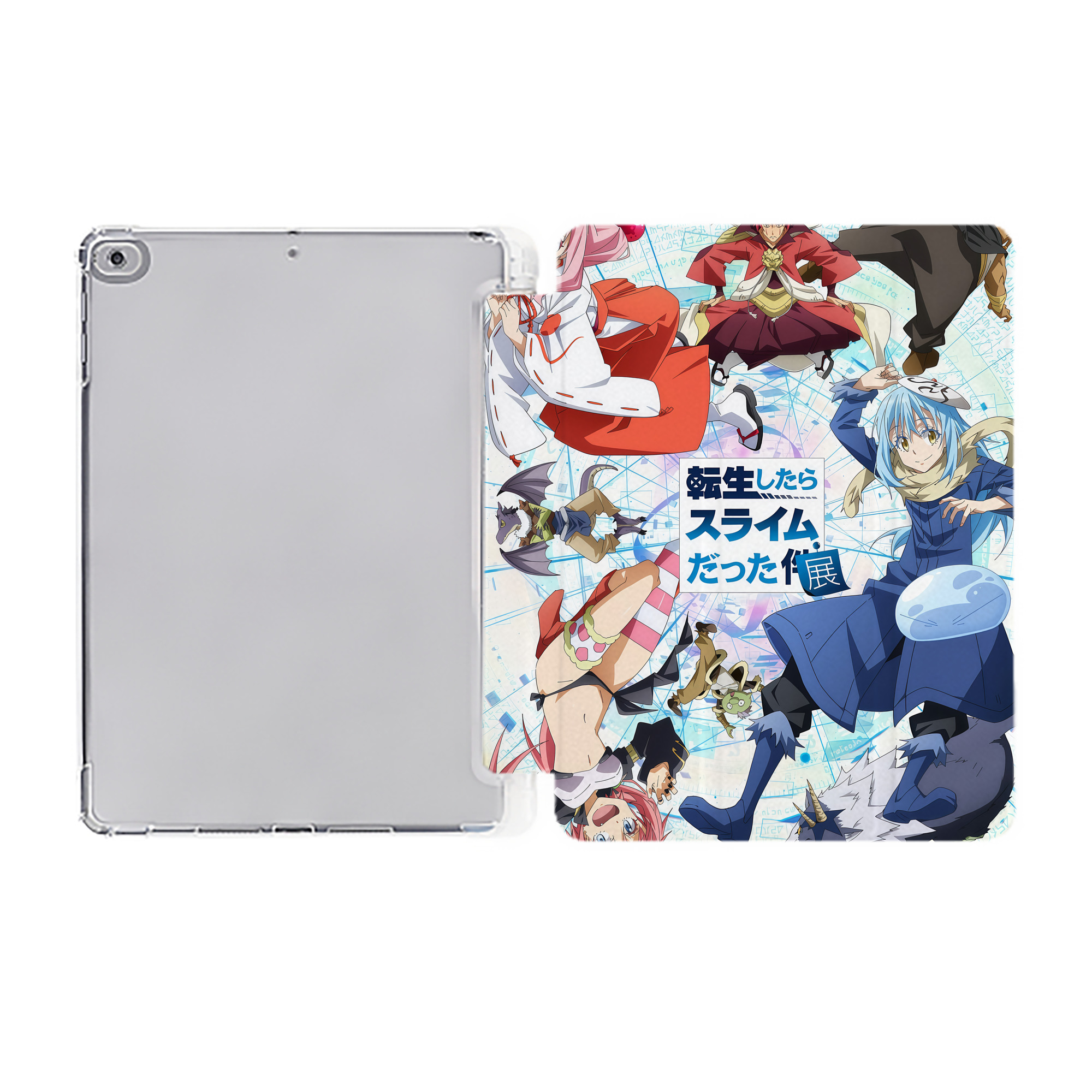 （画像用） 転スラ Regarding Reincarnated to Slime IPad ケース ペン収納付き 三つ折りスタンド PUレザー×シリコン 対応機種9.5/10.5/10.9インチ